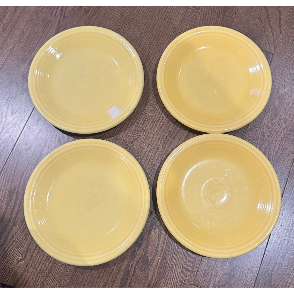 Fiesta Homer Laughlin Yellow Bread Butter Plates Set of 4 7.25" USA Lead Free
